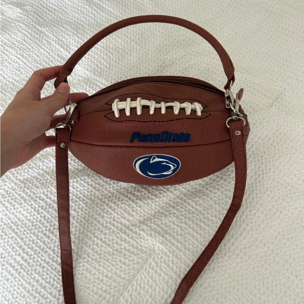 Vintage Penn State Football-Shaped Brown Handbag